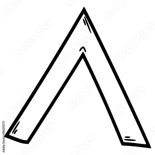 pigpen cipher V illustration hand drawn outline vector