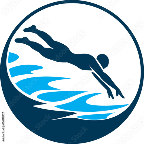 Swimming and Water Sports Logo for Training Center, Fitness and Aquatic Club
