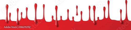 Red blood dripping effect on white background