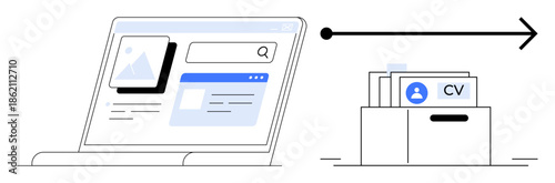Online job application concept. Online job application highlighting resume submissions via digital platforms for streamlined recruitment. Online job application for HR, hiring, and digital platforms