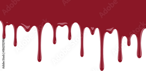 Red blood dripping effect on white background
