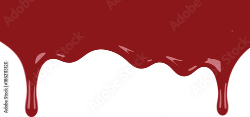 Red blood dripping effect on white background