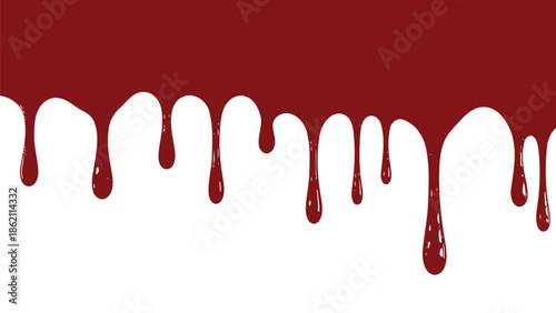 Red blood dripping effect on white background