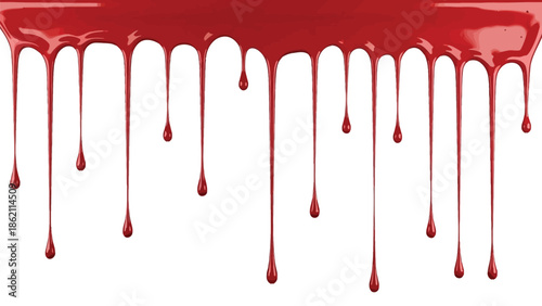 Red blood dripping effect on white background