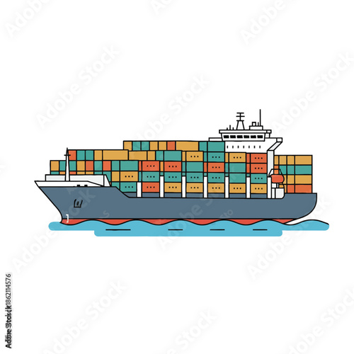 container ship isolated on white