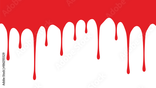 Red blood dripping effect on white background