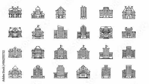 Collection of Diverse Architectural Building Styles and Designs.