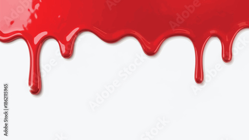 Red blood dripping effect on white background