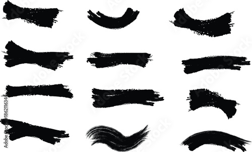 Collection of 12 unique black eyebrow shapes and designs