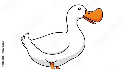 Cheerful cartoon duck with an orange beak.