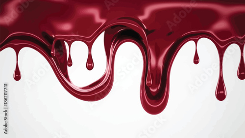 Red blood dripping effect on white background