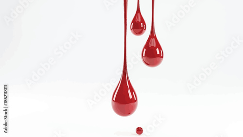Red blood dripping effect on white background