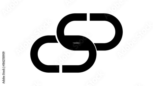 S shaped chain, black isolated silhouette