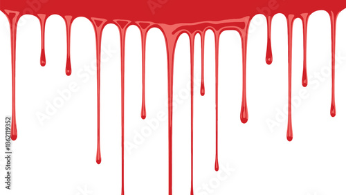 Red blood dripping effect on white background