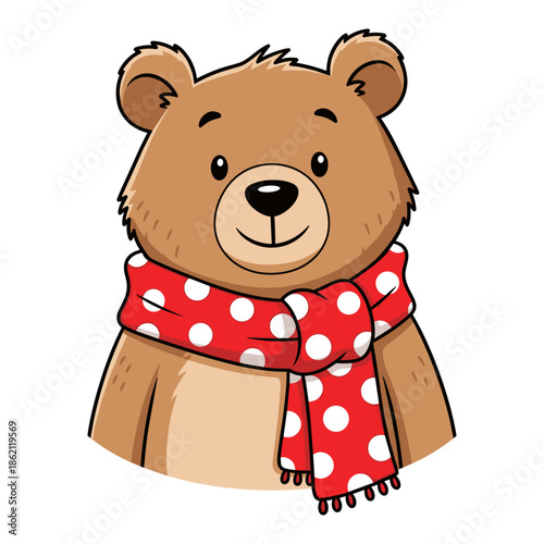 Bear wearing red scarf Vector