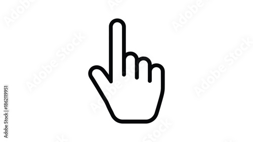 Simple black and white line drawing of a hand with an extended index finger