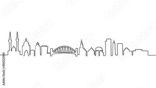 Sydney skyline outline featuring the harbour bridge and opera house landmarks