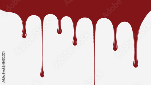 Red blood dripping effect on white background