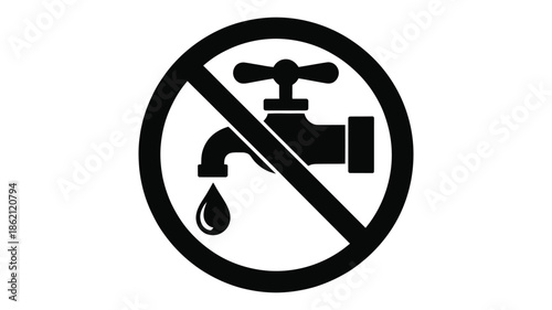 No water usage allowed prohibition sign featuring a faucet and droplet