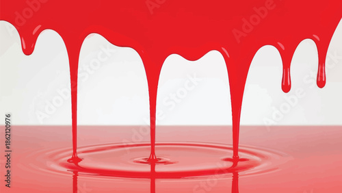 Red blood dripping effect on white background