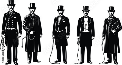 Black silhouettes of gardener trimming bushes with electric hedge trimmer, professional landscaping service, garden maintenance, worker pruning shrubs, outdoor yard work