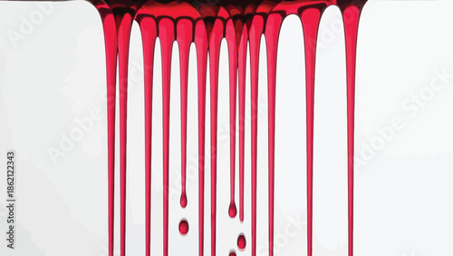 Red blood dripping effect on white background