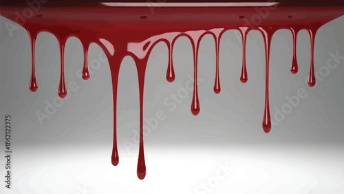Red blood dripping effect on white background