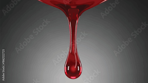 Red blood dripping effect on white background