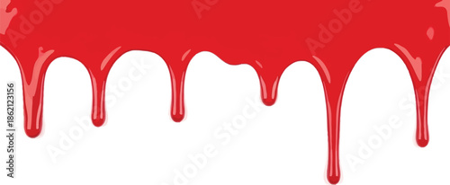 Red blood dripping effect on white background