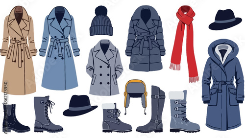 Winter fashion essentials for women with coats boots hats and scarves