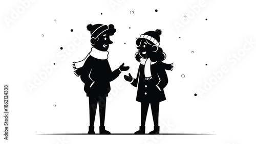 Couple enjoying winter weather together