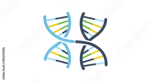 Colorful Abstract DNA Helix Illustrations for Scientific and Educational Use.