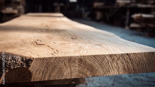 Close-up view of a polished oak slab showcasing its intricate natural wood grain and texture.