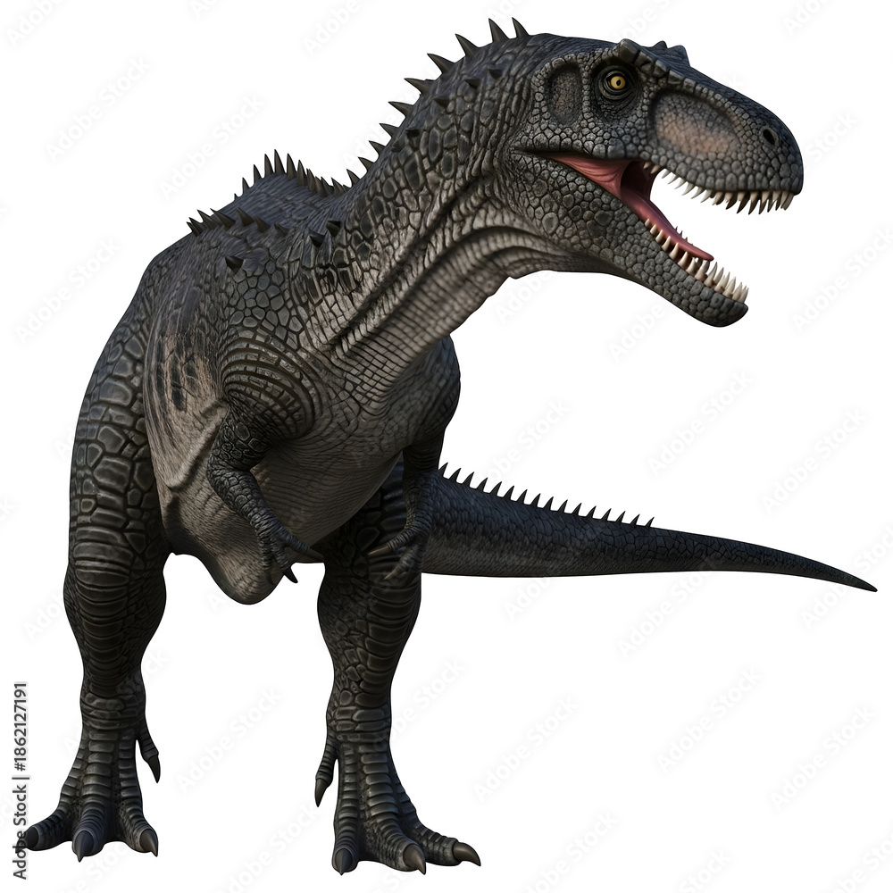 Fototapeta premium Giganotosaurus Dinosaur Side View 3D Illustration Isolated on White Background