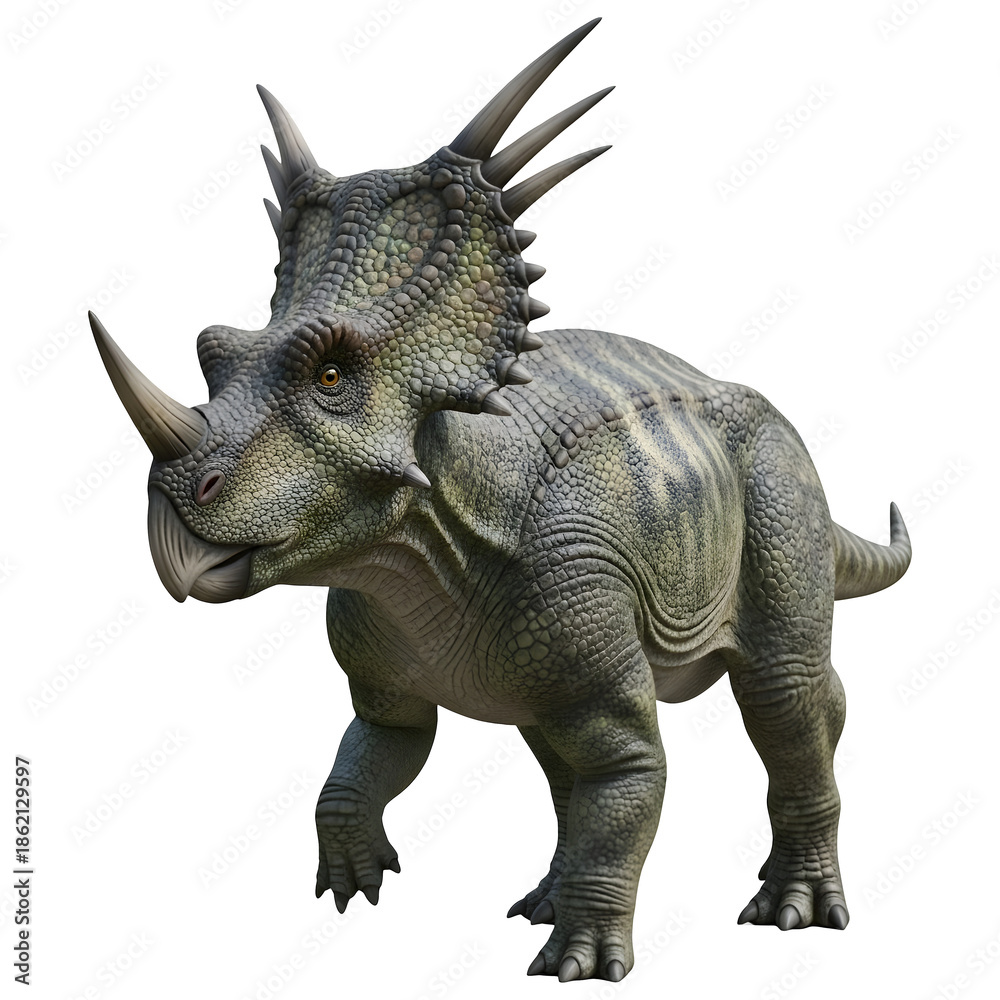 Fototapeta premium Styracosaurus Dinosaur 3D Illustration Isolated on White Background
