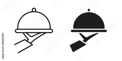 Hand holding tray icons symbol template for graphic and web design