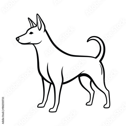 Dog Outline Line Art Illustration