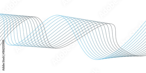 Abstract Blue Ribbon Wave Background on White