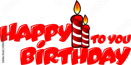 Happy birthday card template. Greeting text with party hat for greeting card, invitation.