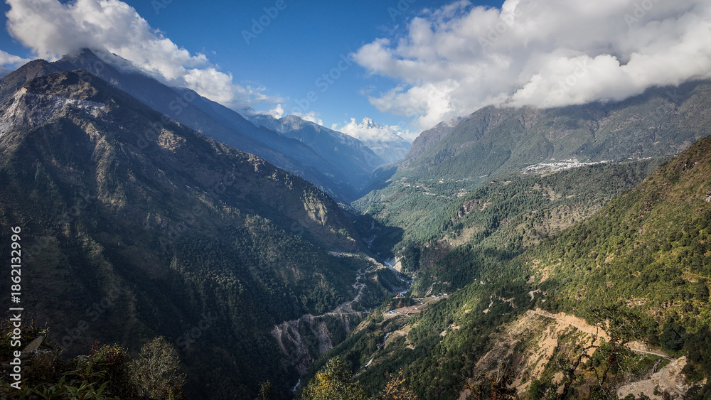 Naklejka premium The mountain panorama in Nepal