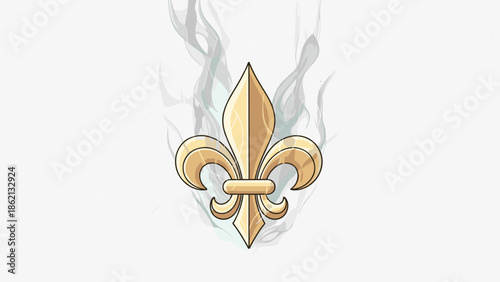 Golden fleur-de-lis design with wispy smoke effect  