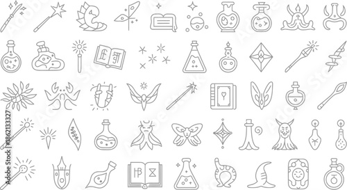 A collection of magical icons and symbols for fantasy and creative projects