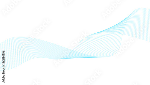 Abstract sky blue and white wave geometric Technology, data science frequency gradient lines on transparent background.