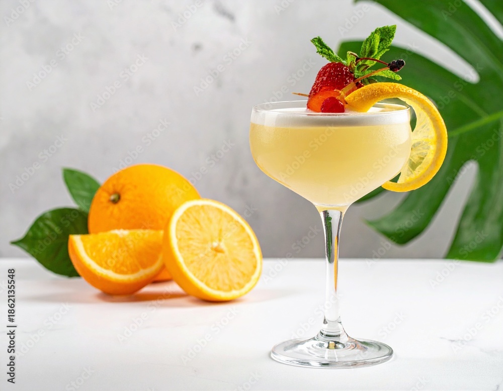 Fototapeta premium Non alcoholic mocktail with elegant glass