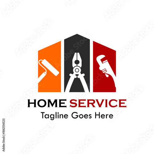 Home service or home repair logo template illustration
