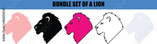 Artistic Roaring Lion Silhouette with Stylized Line Art Details and Dotted Textures; Minimalist Outline and Dot Art Graphics of a Wild Cat for Creative Fashion and Power Themes.