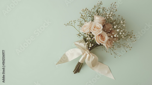 Delicate bouquet of light pink roses