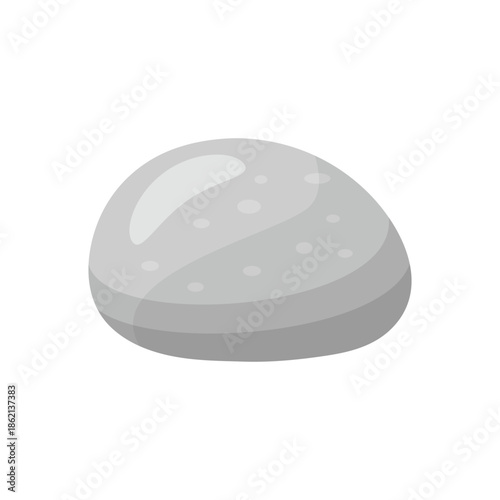 Flat vector illustration of smooth sea river stone isolated on white background
