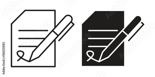 Signed contract icons symbol template for graphic and web design