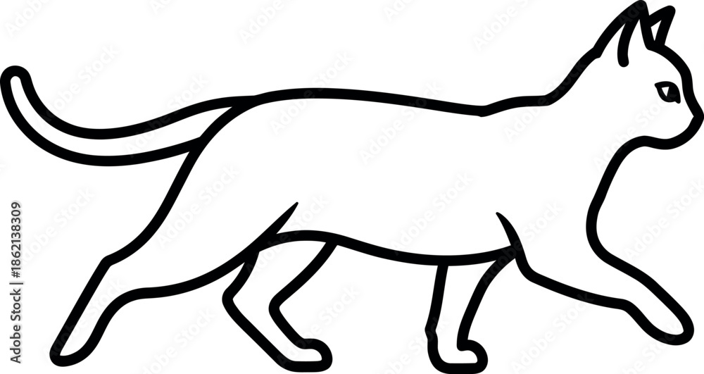 Obraz premium Walking cat outline illustration